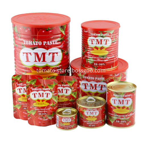 tin tomato paste with yellow ceramic inside